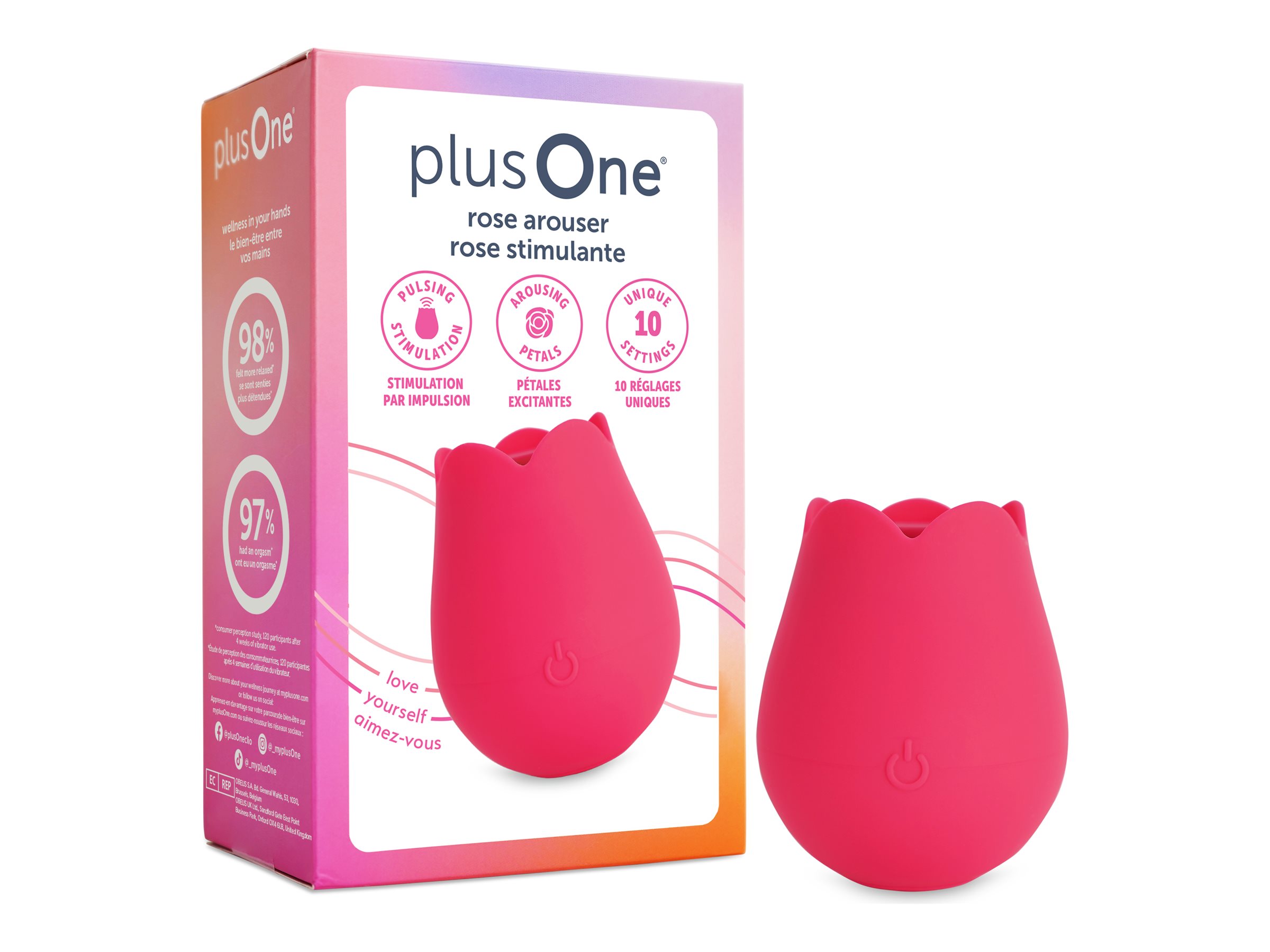 PlusOne Rose Arouser Personal Vibrating Massager - Flower - Red