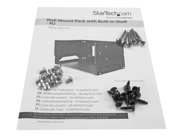 StarTech.com 4U Open Frame Wall Mount Network Rack w/ Built in Shelf - 2-Post Adjustable Depth (12