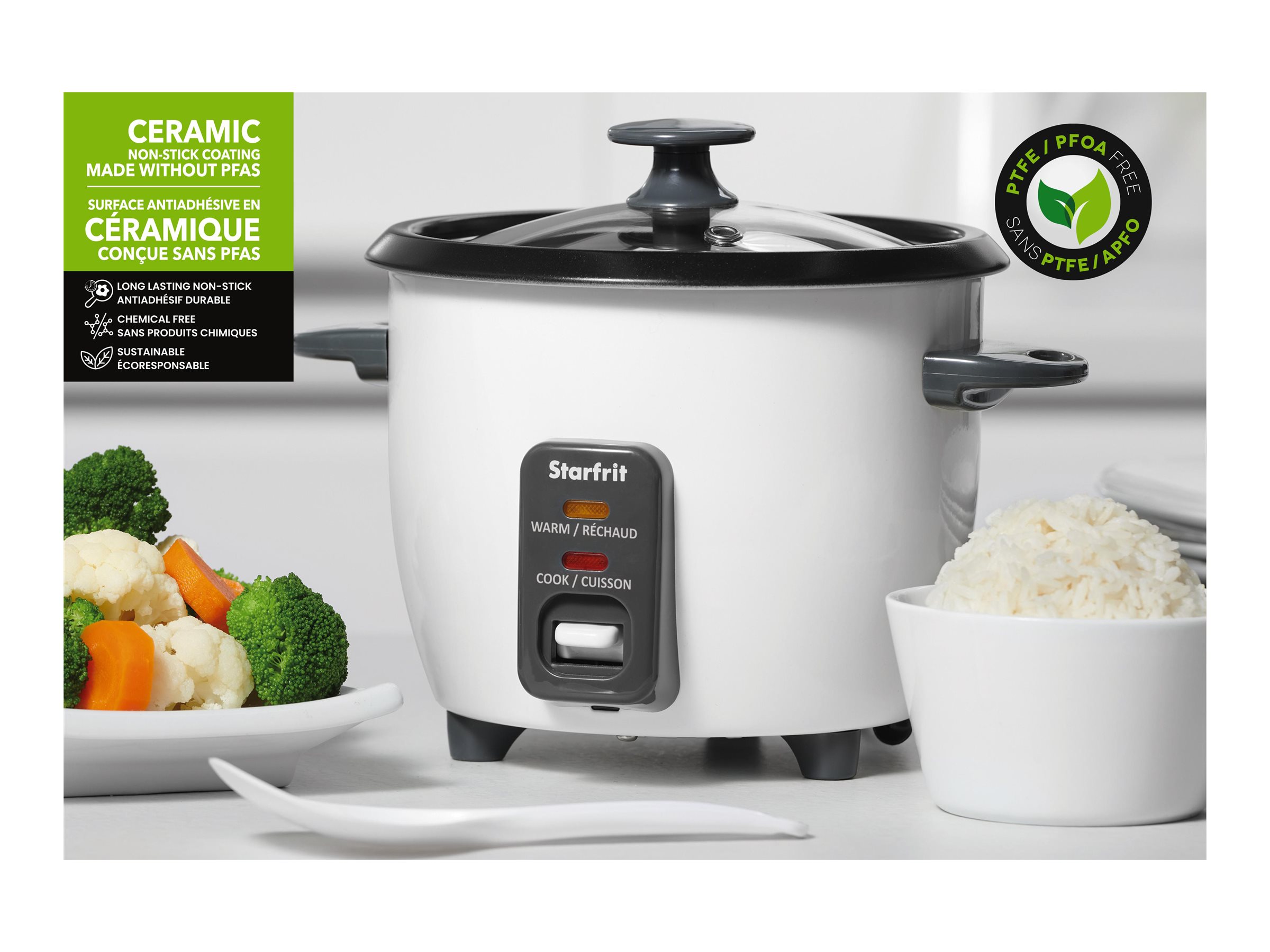 Starfrit Rice Cooker - Black/White - 6 cup - 024734-001-0000