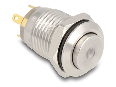 DELOCK Drucktaster zum Einbau 12mm 4x Lötanschluss LED grün Adapter
