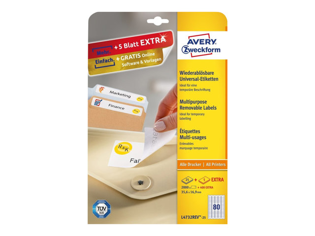 L4732REV-25 - Avery - Labels - 2000 Label(s) - 35.6 X 16.9 Mm - Currys ...