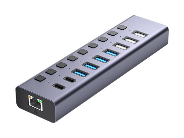 4XEM - Hub - 4 x SuperSpeed USB 3.0 + 2 x USB-C 3.1 Gen 1 + 3 x USB + 1 x 1 Gigabit Ethernet