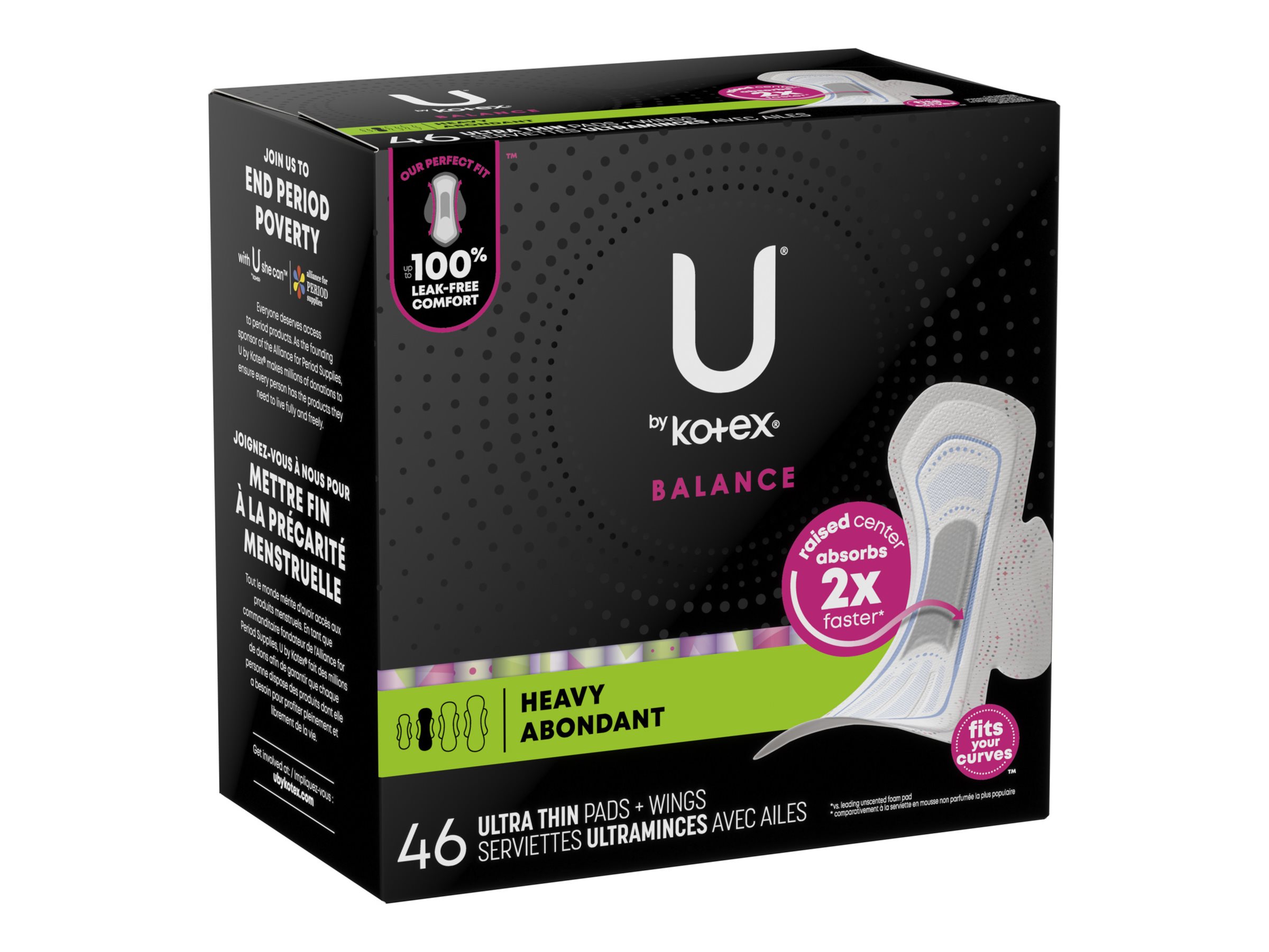 U by Kotex Balance Ultra Thin Sanitary Pad - Heavy - 46 Count