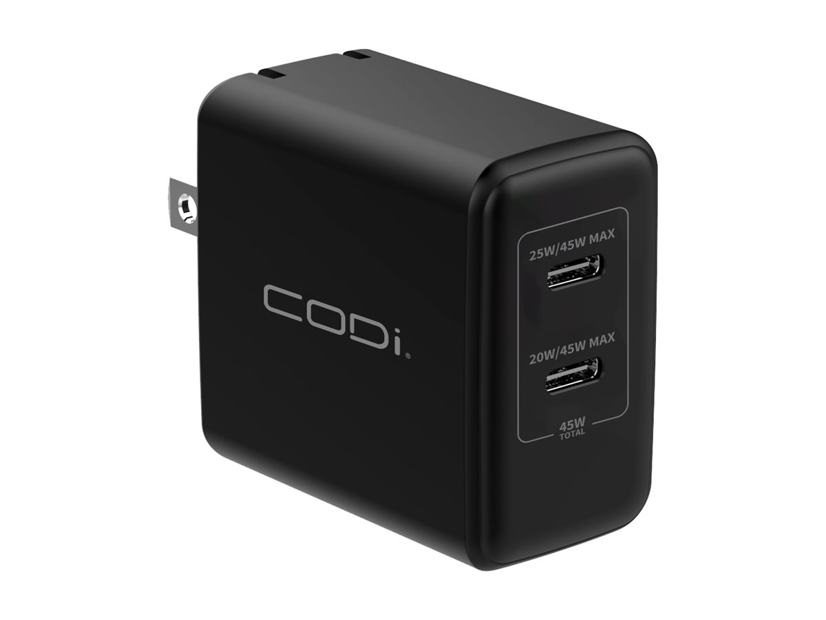 45W WALL CHARGER W/ 2X USB-C CHARGING PORTS