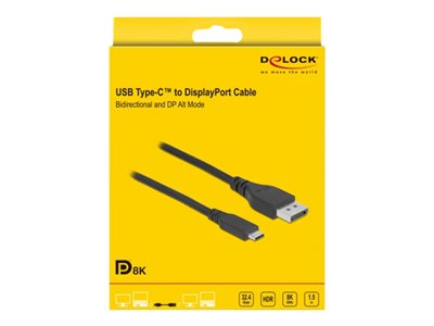 DELOCK USB Type-C > DP Kabel 8K 60Hz 1,5m bidirektional - 86040