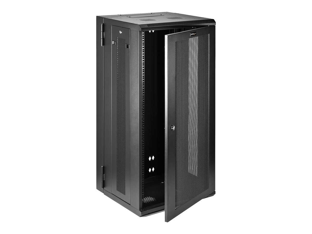 StarTech.com 26U 19" Wall Mount Network Cabinet, 16" Deep Hinged Locking IT Network Switch Depth Enclosure, Assembled Vented Computer Equipment Data Rack with Shelf & Flexible Side Panels - 26U Vented Cabinet (RK2620WALHM) - rozvaděčová skříň - 26U – foto 3