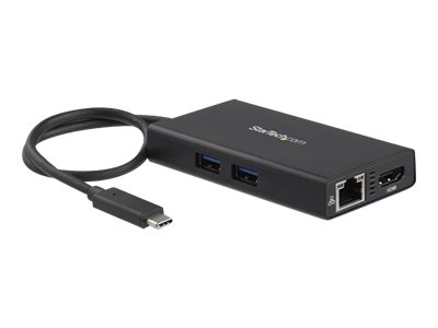 StarTech.com USB-C Multiport Adapter, USB-C Travel Docking Station with 4K HDMI, 60W Power Delivery Pass-Through, Ethernet (GbE), 2x USB-A 3.0 Hub, Portable Mini USB Type-C Dock for Laptop - Portable USB-C Dock (DKT30CHPD) - Adapter - TAA Compliant - 24 pin USB-C male to RJ-45, HDMI, USB Type A, 24 pin USB-C female - 9.6 cm - black - 4K support, USB Power Delivery (60W) - for P/N: ARMPIVOT, ARMPIVOTE, ARMPIVSTND, ARMSLIM, ARMUNONB