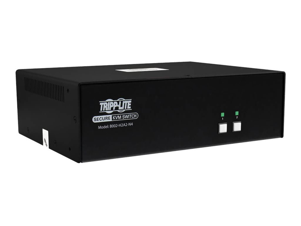 Tripp Lite Secure KVM Switch, 2-Port, Dual Head, HDMI to HDMI, 4K, NIAP PP4.0, Audio, TAA