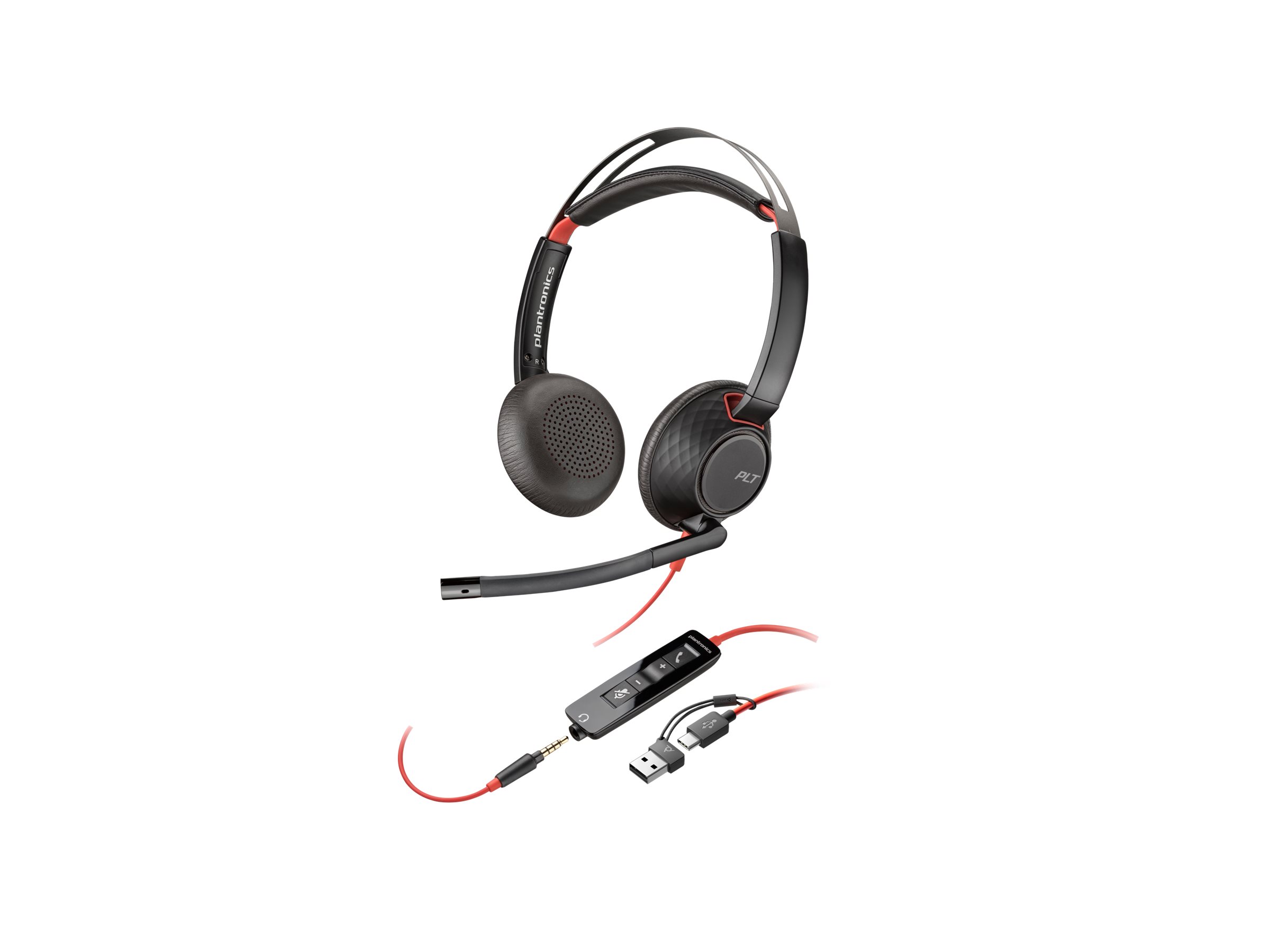 An image of HP Poly Blackwire 5220 - headset - USB-C, 3.5 mm jack, USB-A