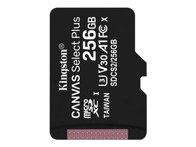 SD MicroSD Card 256GB Kingston SDXC Canvas+ (Class10) o.Ad retail - SDCS2/256GBSP