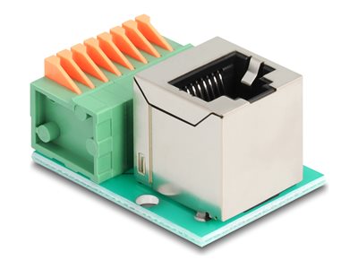 DELOCK RJ45Buchse gewinkelt Terminalblock Drucktaster Cat.5e Adapter