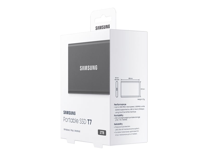 Samsung T7 MU-PC2T0T - SSD - 2 To - USB 3.2 Gen 2