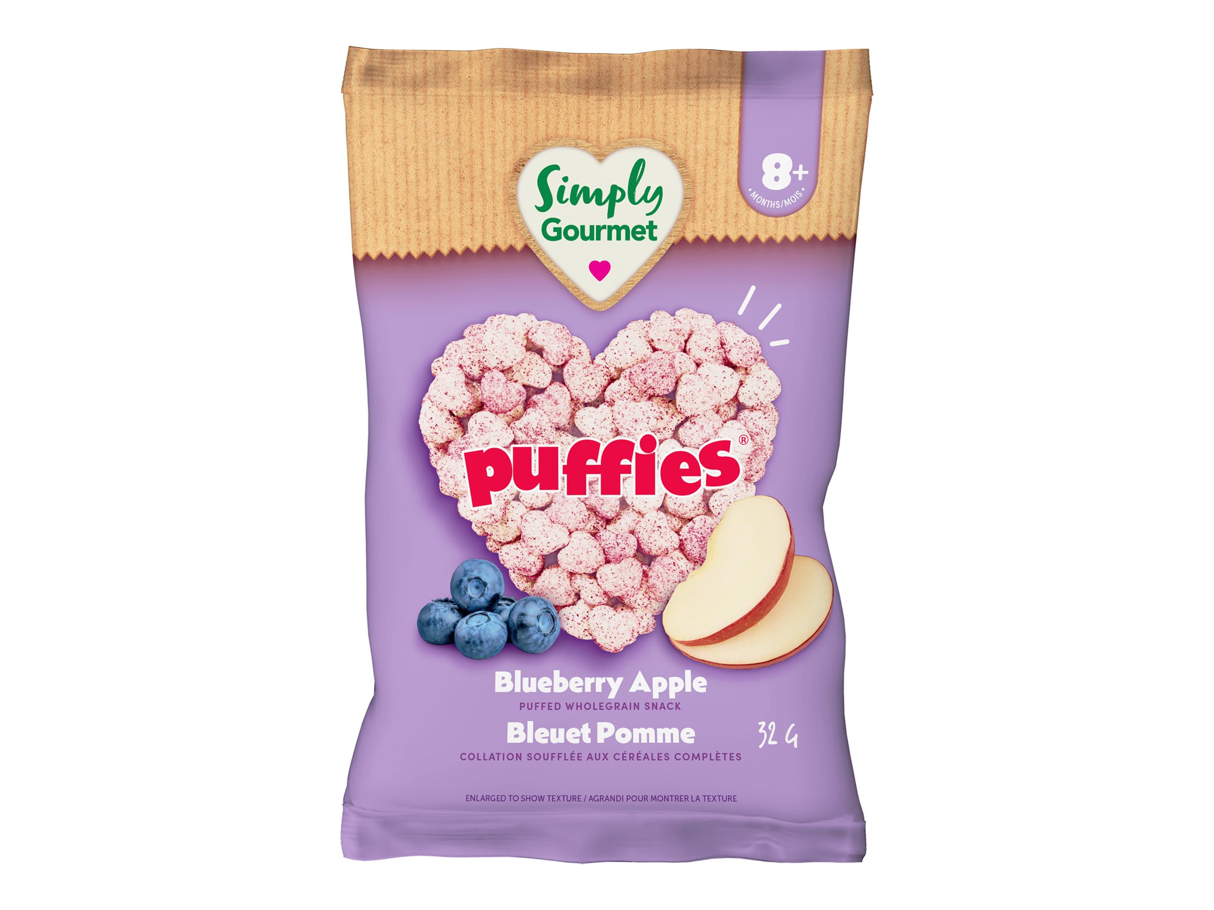 Simply Gourmet Puffies Puffed Wholegrain Snack - Blueberry Apple - 32g