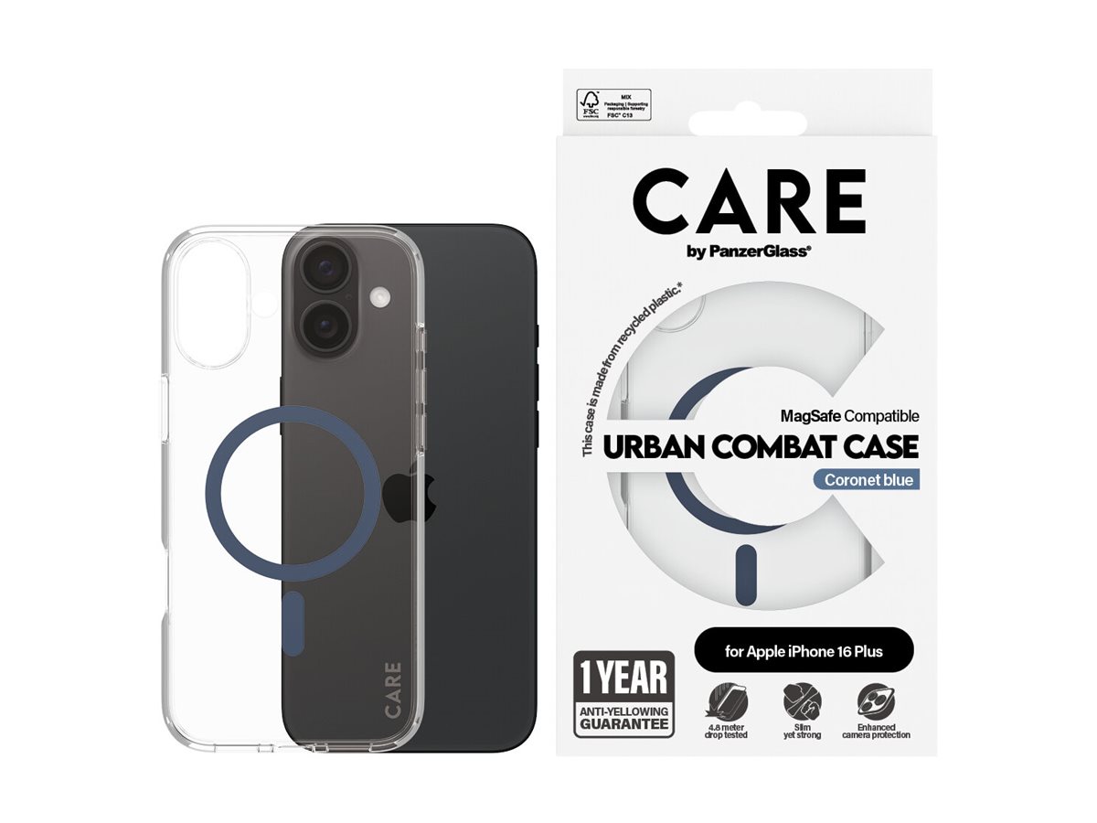 PanzerGlass CARE kryt Apple iPhone 16 Plus MagSafe Urban Combat čirý/modrý – foto 4