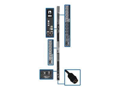 Tripp Lite 10kW 3-Phase Switched PDU, LX Interface, 200/208/240V Outlets (24 C13/6 C19), LCD, NEMA L21-30P, 1.8m/6 ft. Cord, 0U 1.8m/70 in. Height, TAA
