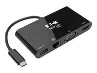 Eaton Tripp Lite Series USB 3.1 Gen 1 USB-C Adapter Converter Thunderbolt 3 Compatible 4K @ 30Hz - HDMI, VGA, USB-A Hub Port and Gigabit Ethernet, Black