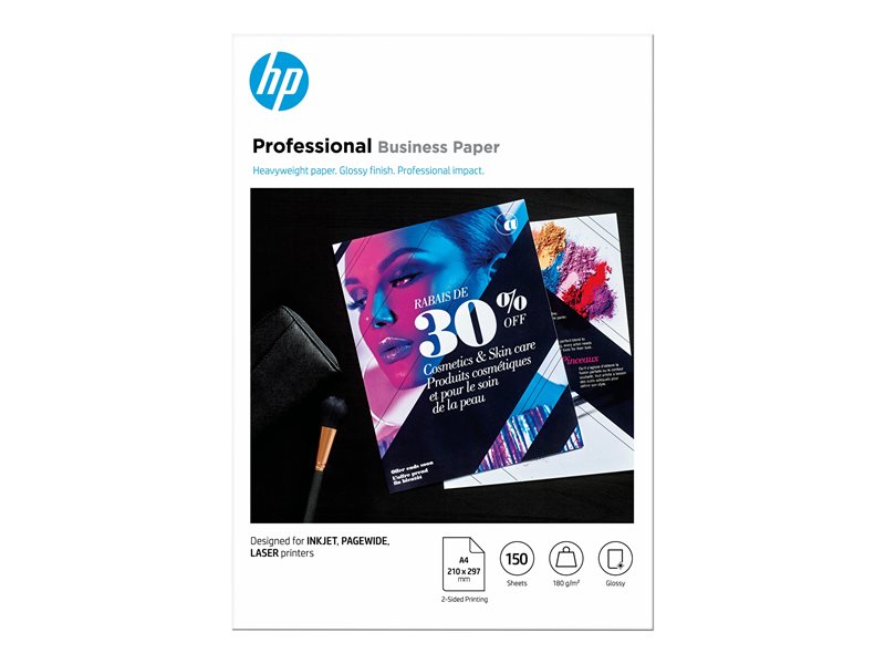 HP Professional Glossy Paper - Glänzend - A4 (210 x 297 mm) - 180 g/m² - 150 Blatt Fotopapier - für Deskjet 15XX, Ink Advantage 27XX; Officejet 80XX, 9012; Photosmart B110