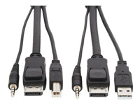 Eaton Tripp Lite Series DisplayPort KVM Cable Kit, 3 in 1 - 4K DisplayPort, USB, 3.5 mm Audio (3xM/3xM), 4:4:4, 1.83 m, Black