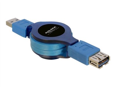 DELOCK USB3.0 Verl. A -> A St/Bu 1.00m blau Aufrollfu