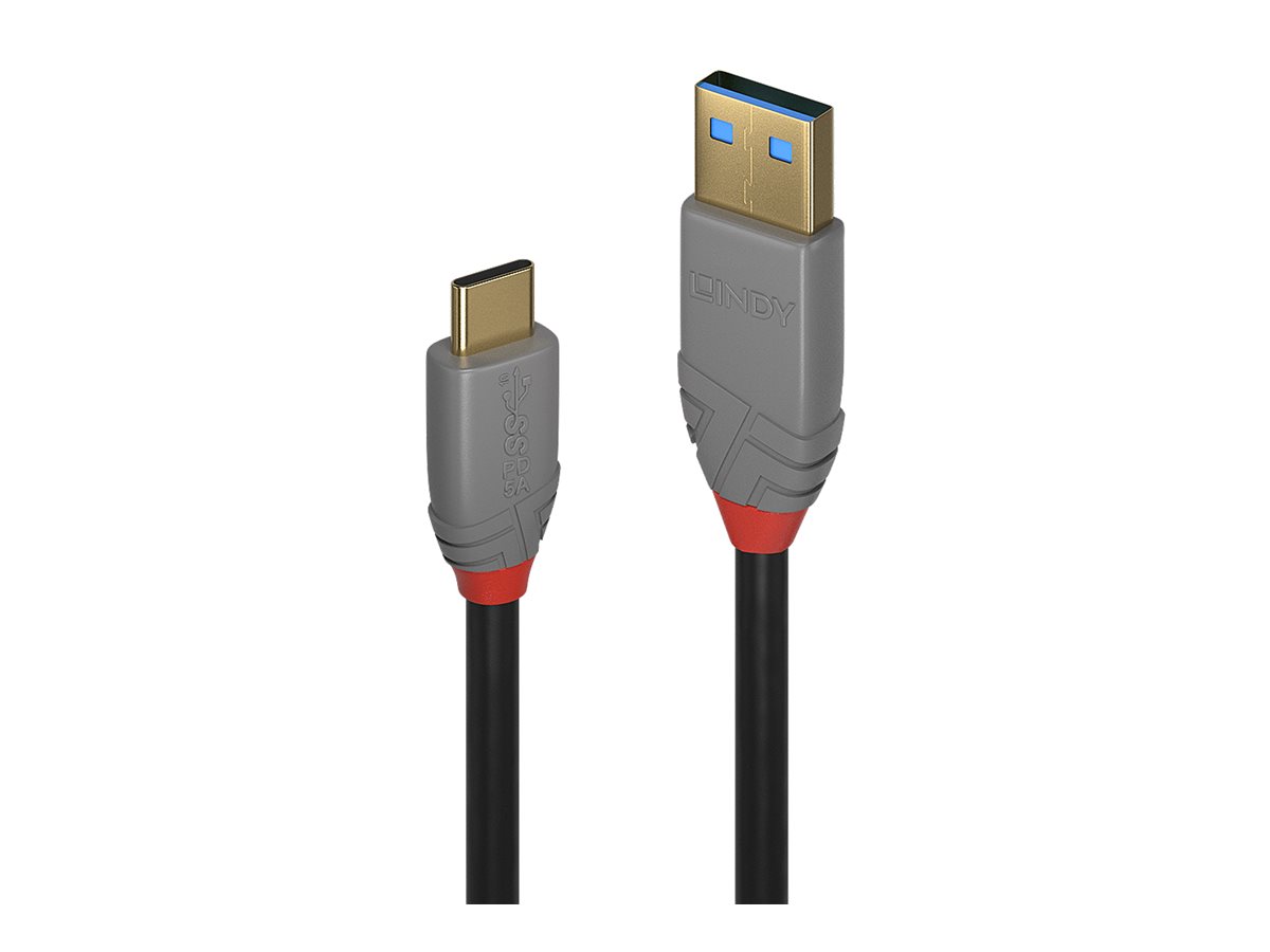 LINDY 2m USB 3.2 Type A, to C Cable, 5A PD, Anthra Line