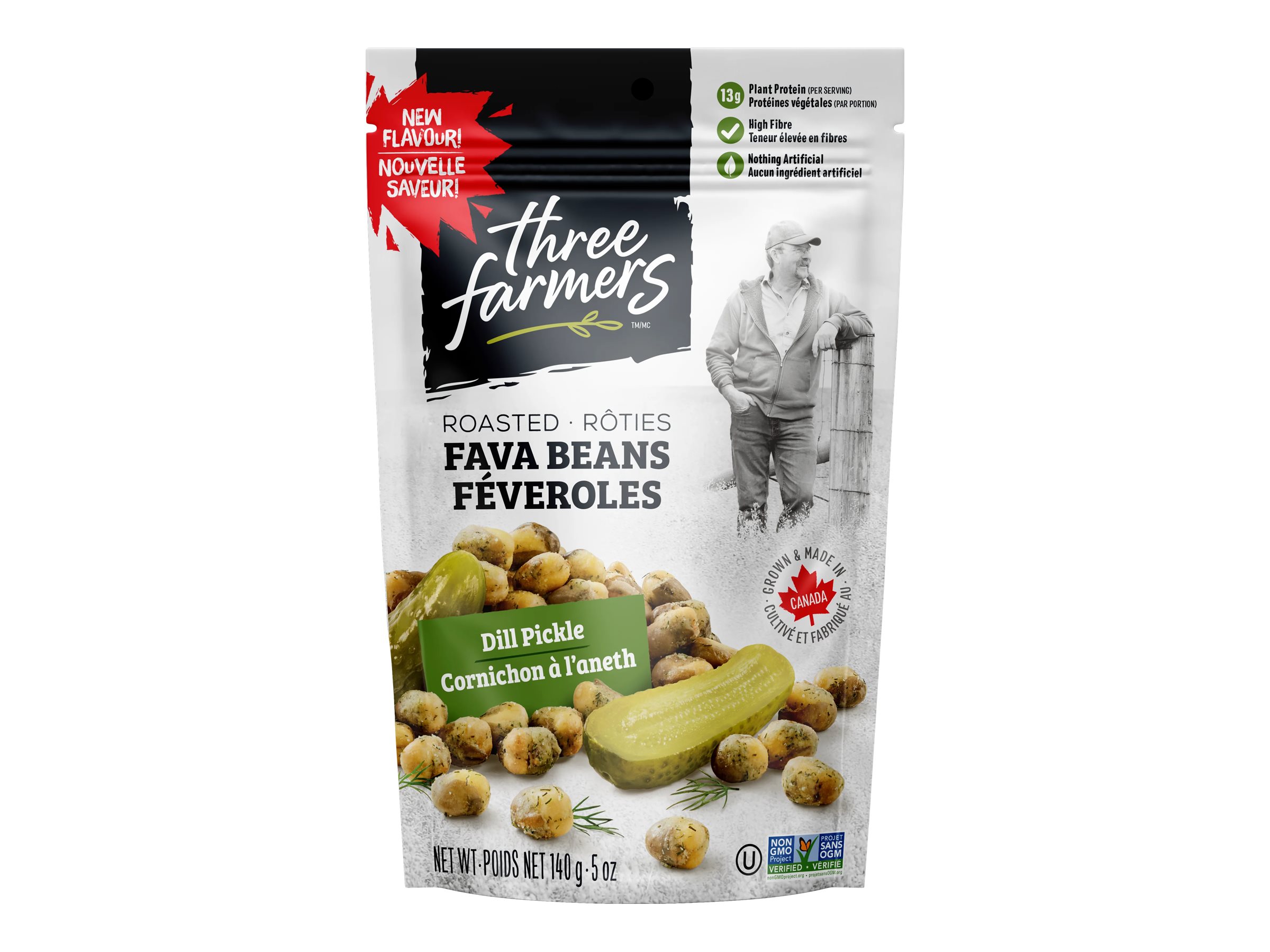 Three Farmers Roasted Fava Beans - Dill Pickle - 140g