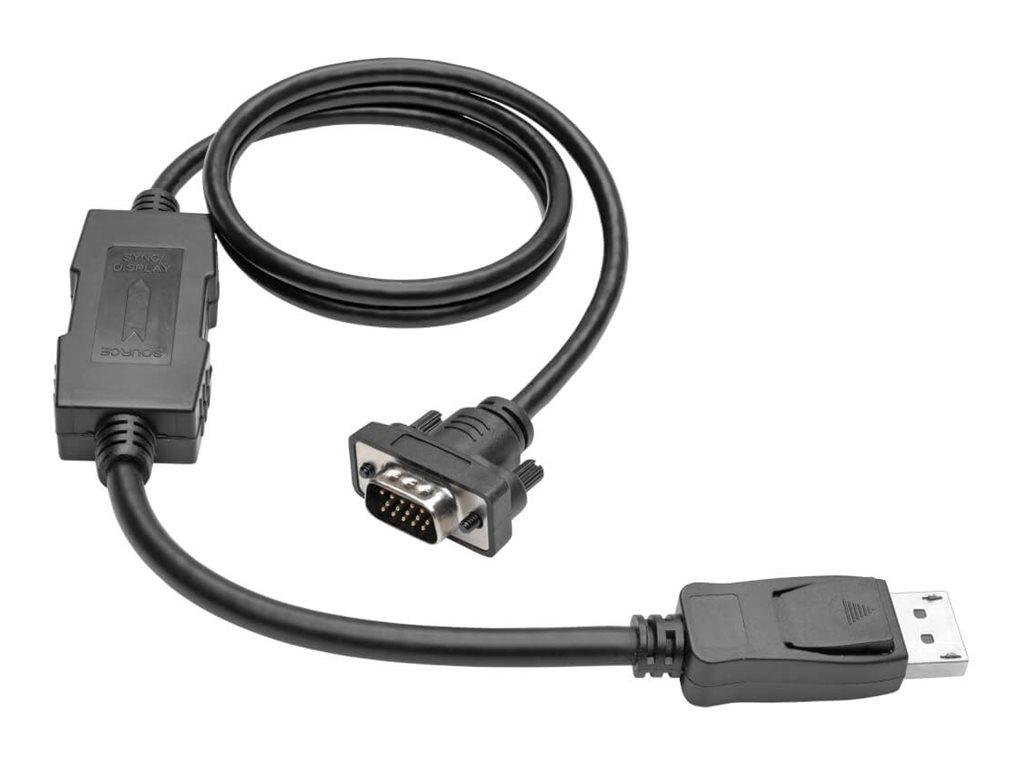 Tripp Lite 3ft DisplayPort to VGA Adapter Active Converter Cable Latches DP to HD15 DPort 1.2 M/M 3'