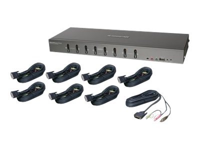 IOGEAR GCS1108KIT1 8-Port DVI KVMP Switch with Cable Set - KVM / audio / USB switch - 8 ports