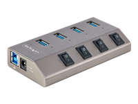 StarTech.com 4-Port Self-Powered USB-C Hub with Individual On/Off Switches, USB 3.0 5Gbps Expansion Hub w/Power Supply, Desktop/Laptop USB-C to USB-A Hub, 4x BC 1.2 (1.5A), USB Type C Hub - USB-C/A Host Cables (5G4AIBS-USB-HUB-NA)