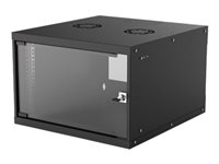 Intellinet Network Cabinet, Wall Mount (Basic), 6U, Usable Depth 500mm/Width 485mm, Black, Flatpack, Max 50kg, Glass Door, 19