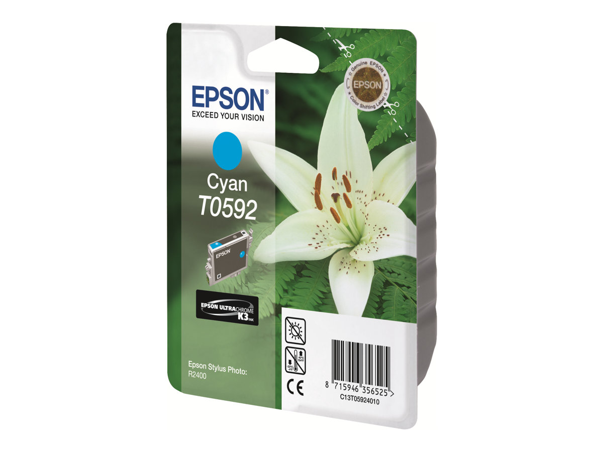 Epson T0592 cyan original ink Product shot Front 79800