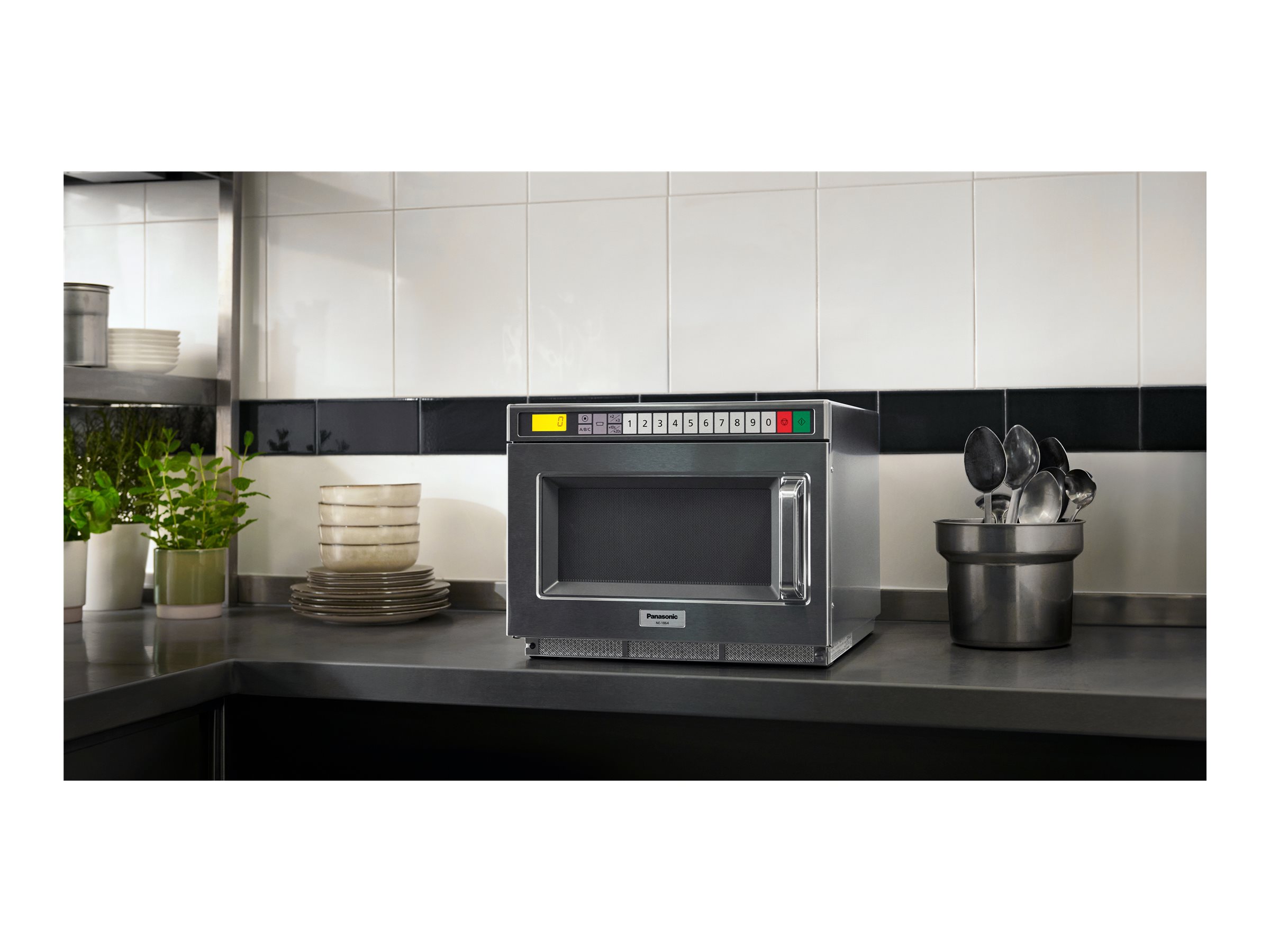 An image of Panasonic NE-1864 - microwave oven - freestanding - stainless steel