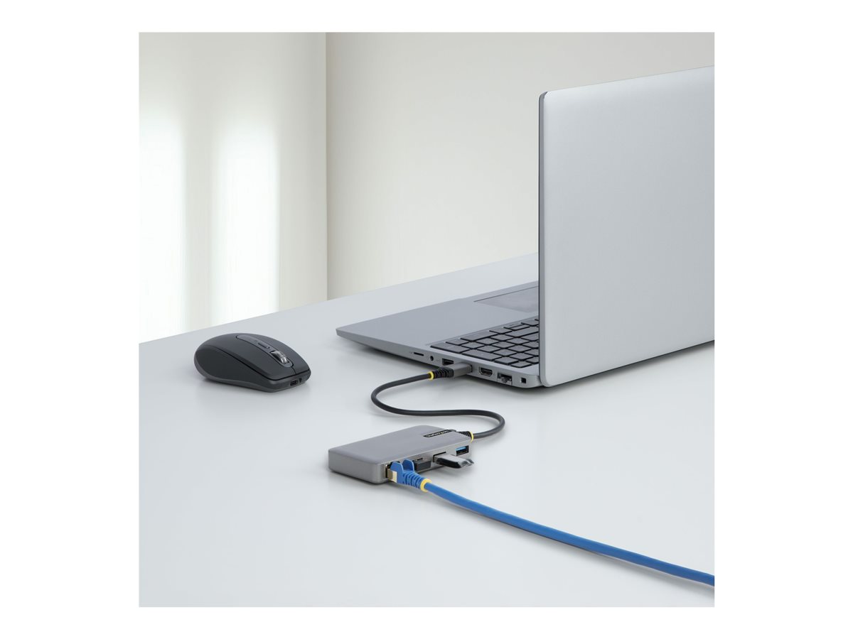 StarTech.com 3-Port USB Hub with Ethernet, 3x USB-A Ports, Gigabit Ethernet RJ45, USB 3.0 5Gbps, Bus-Powered, USB Hub w/ GbE and 1ft/30cm Long Cable, Portable Laptop USB Hub - USB Expansion Hub w/ Ethernet Adapter (5G3AGBB-USB-A-HUB) - rozbočovač - 3 porty – foto 9