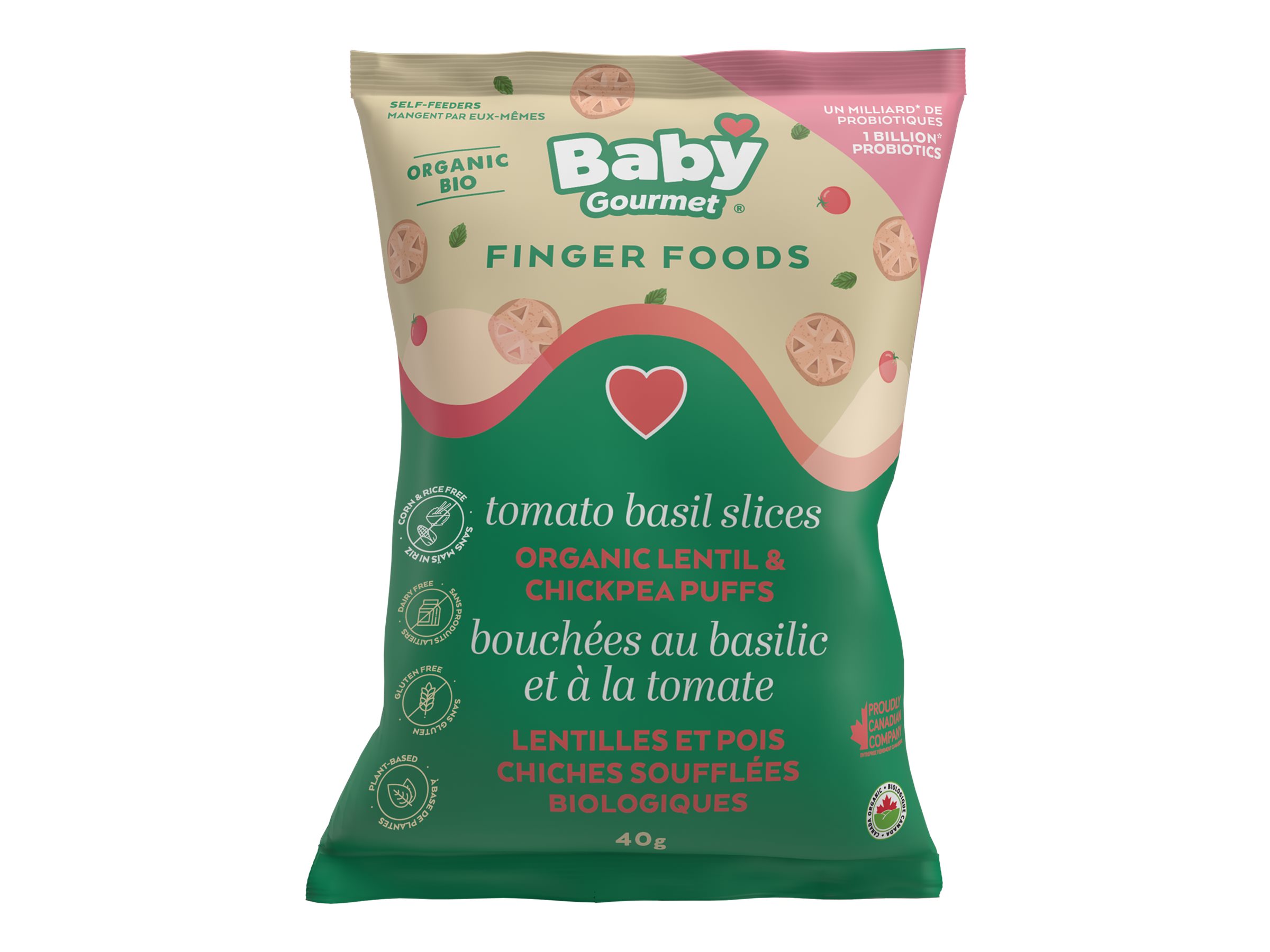 Baby Gourmet Finger Foods Lentil and Chickpea Puffs - Tomato Basil Slices - 40g