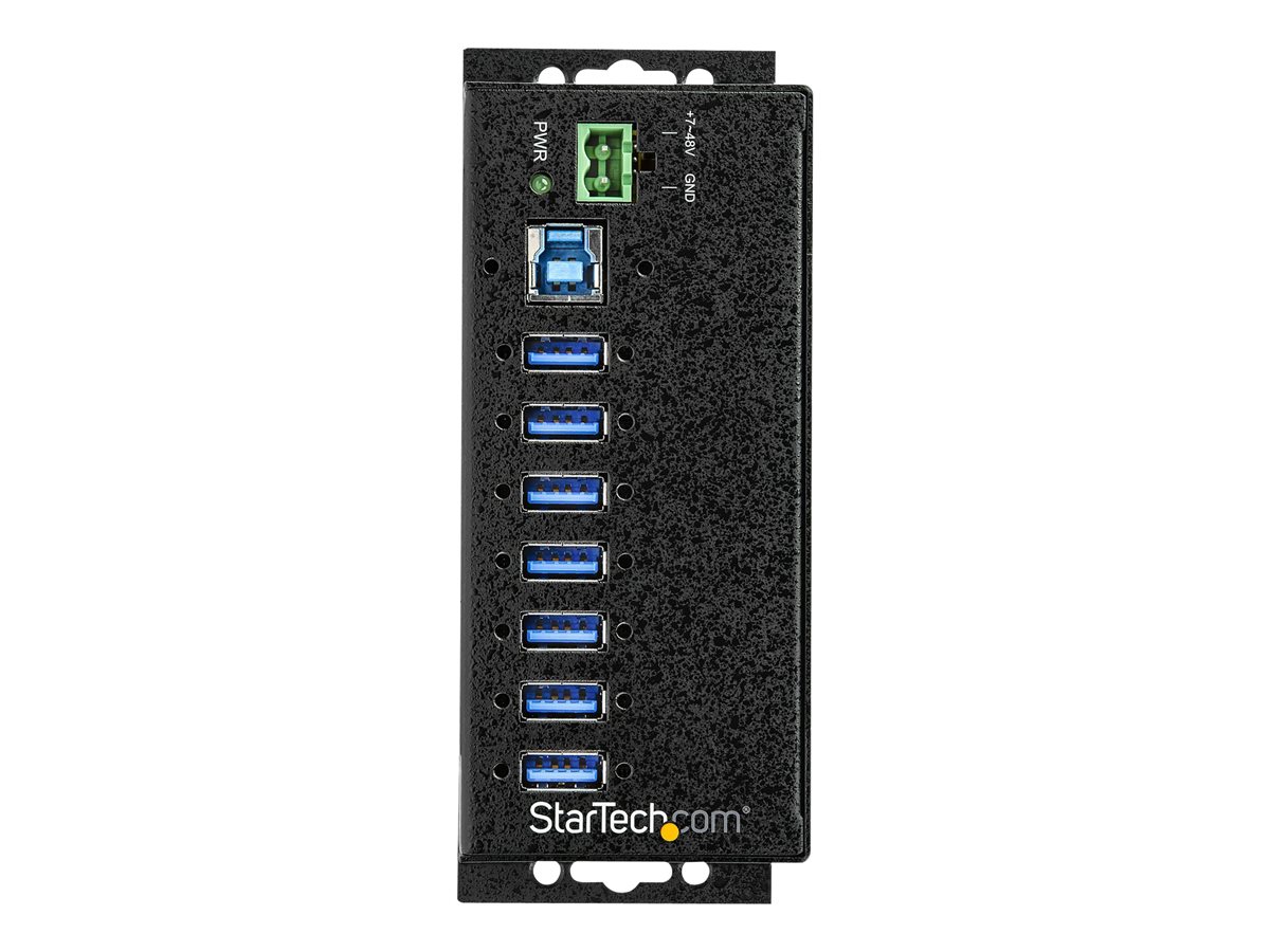 StarTech.com 7 Port USB Hub with Power Adapter, Surge Protection, Metal Industrial USB 3.0 Data Transfer Hub, Din Rail, Wall or Desk Mountable, High Speed USB 3.1/USB 3.2 Gen 1 5Gbps Hub - Windows/macOS/Linux (HB30A7AME) - rozbočovač - 7 porty - kompatibilní s TAA – foto 2