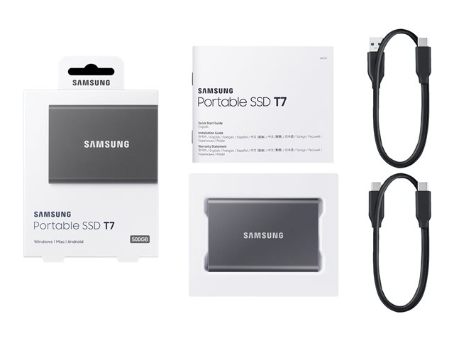 Samsung T7 MU-PC500T - SSD - verschl?sselt - 500 GB - extern (tragbar) - USB 3.2 Gen 2 (USB-C Steckverbinder)