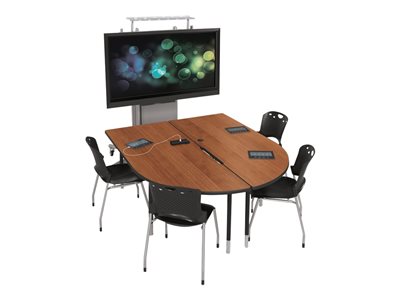 MooreCo MediaSpace Multimedia & Collaboration Large Double Table U-shaped amber cherry 