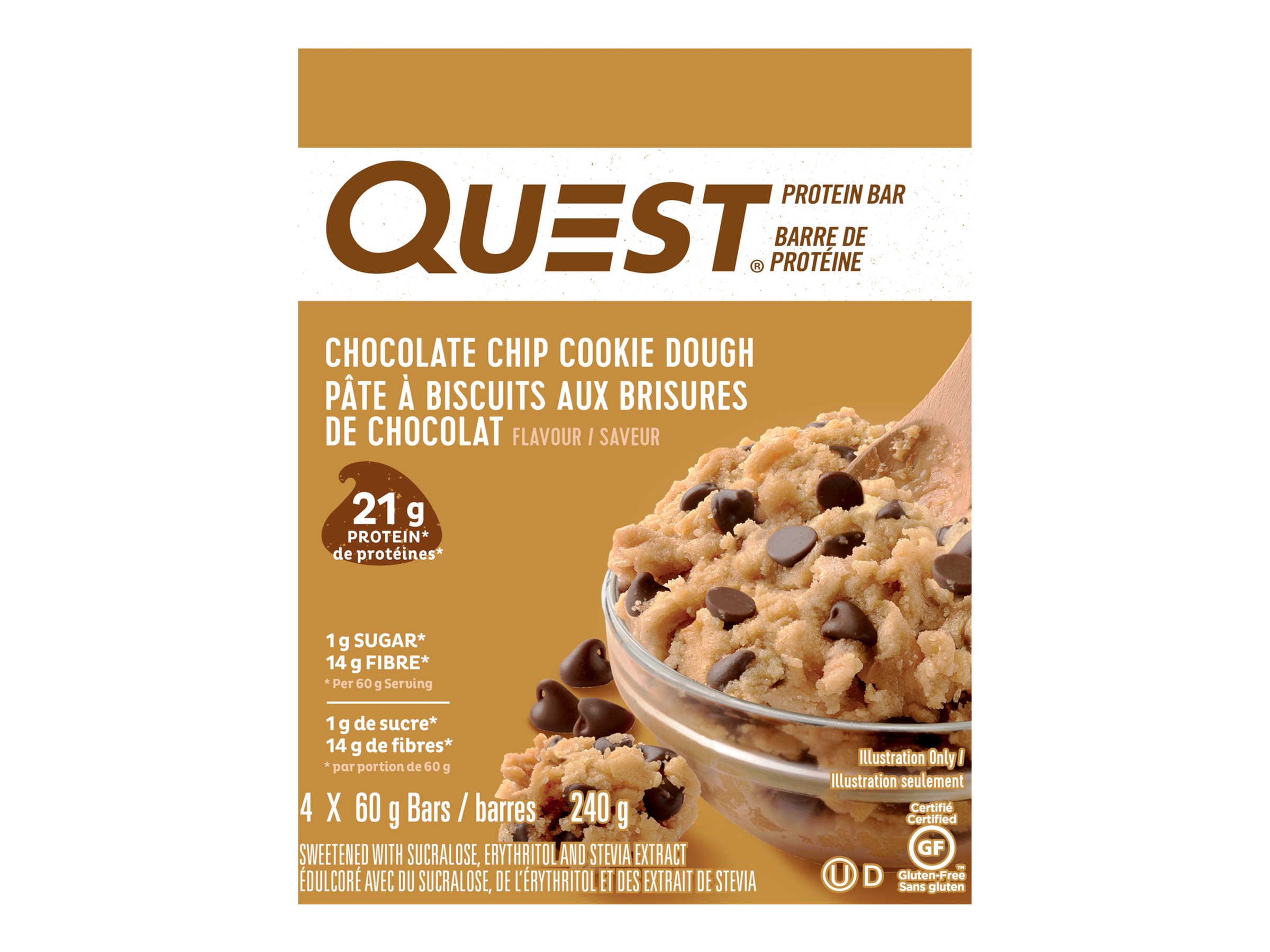 Quest Protein Bar - Chocolate Chip Cookie Dough - 4X60g