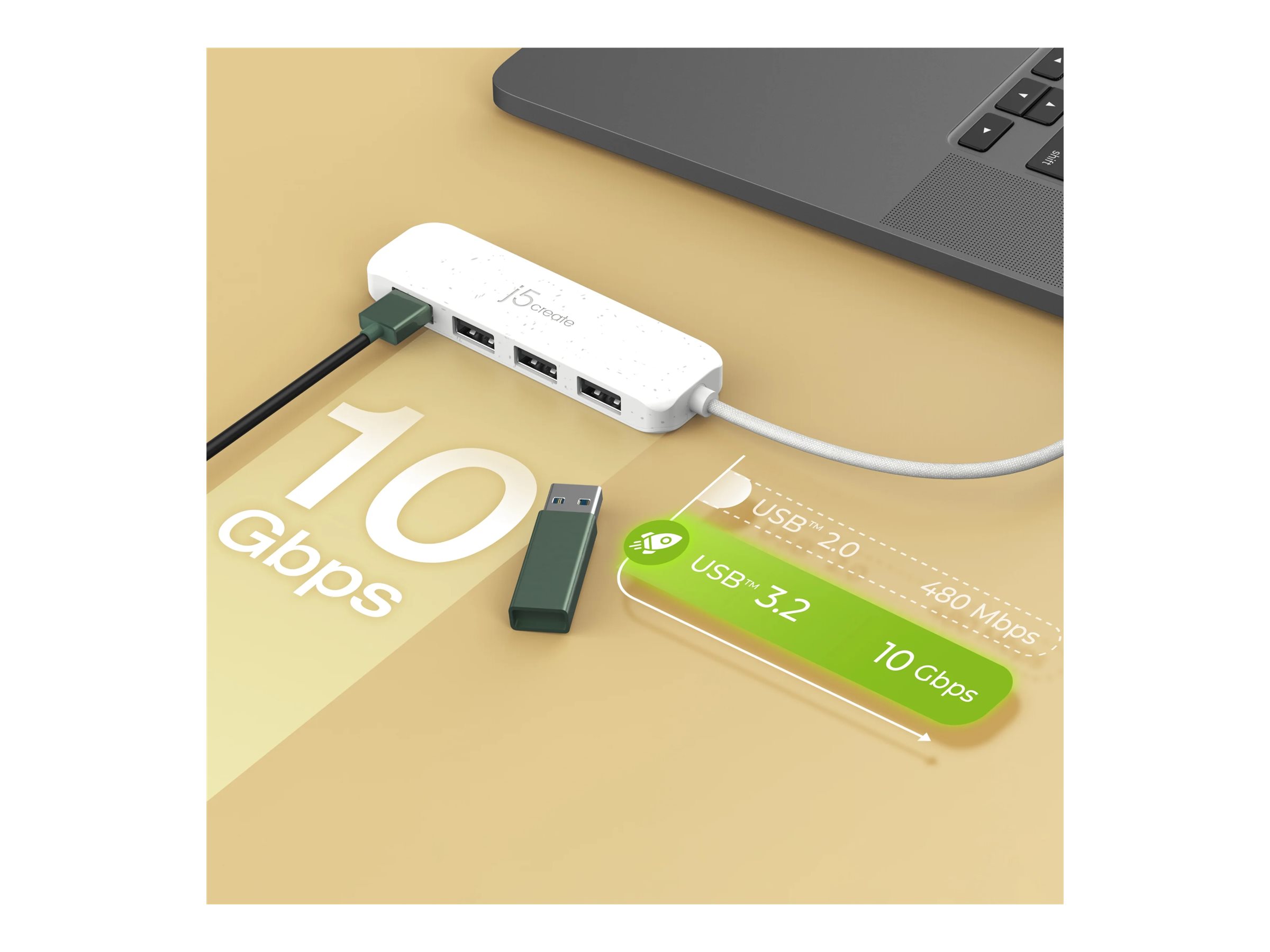 j5create JCH341EW hub eco-friendly USB-C 4 Usage / lifestyle Right-angle 72801