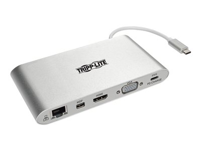 TRIPP LITE USB-C Portable Docking Station HDMI 4K 30 Hz, USBAC, GbE,  SDMicro SD, PD Charging 3.0, Gray