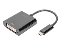DIGITUS Adapter 24 pin USB-C han -> DVI-I hun 10 cm Sort