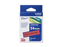 TZE-451 LAMINATED TAPE 24MM 8M BLACK ON RED