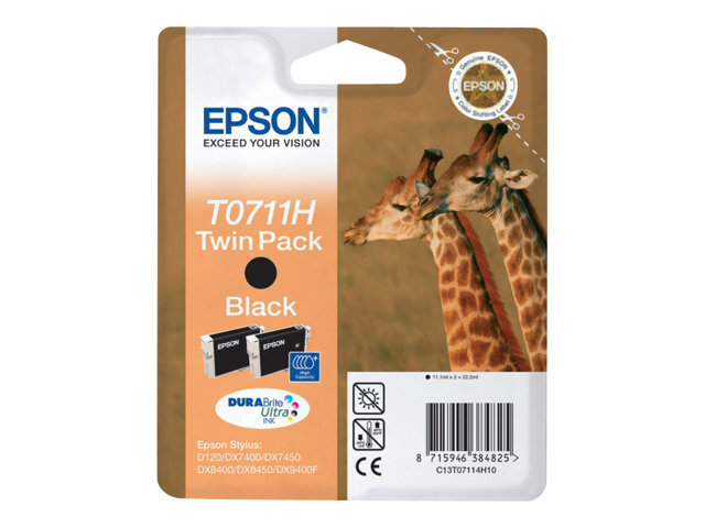 Image of Epson T0711 Twin Pack - 2-pack - high capacity - black - original - ink cartridge