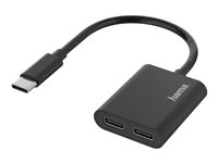 Hama 24 pin USB-C (male) - 24 pin USB-C (female) Sort USB-C adapter