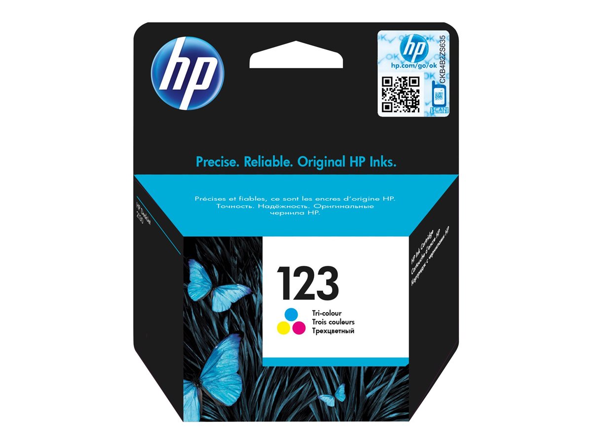 HP 123 - Farbe (Cyan, Magenta, Gelb) - Original - Tintenpatrone - f?r Deskjet 2130, 26XX, 3630, 37XX; Envy 4523, 50XX; Officejet 3835, 46XX, 52XX
