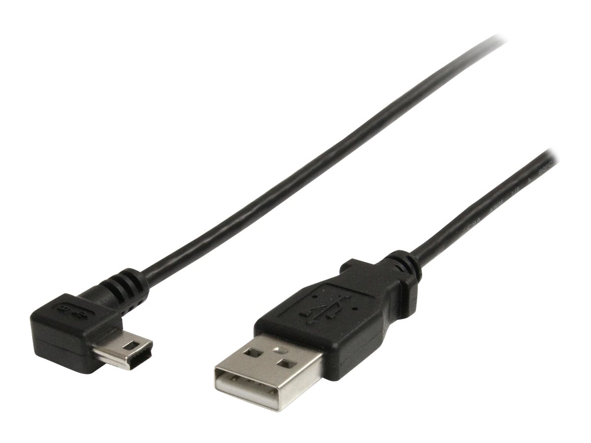 StarTech 3 ft. (0.9 m) Right Angle USB to Mini USB Cable USB 2.0 A to Right Angle Mini B Black Product shot Right-angle 79850