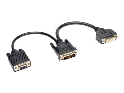Tripp Lite 6in DVI Digital Y Splitter Cable DVI-I M to DVI-D F and HD15 F 6"