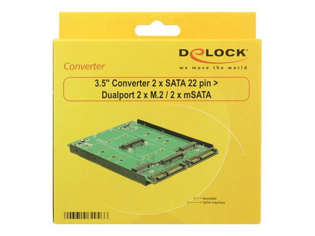 Delock Converter 2 x SATA 22 pin > Dualport 2 x M.2 / 2 x mSATA - řadič úložiště - M.2 Card / mSATA - SATA 6Gb/s – foto 3