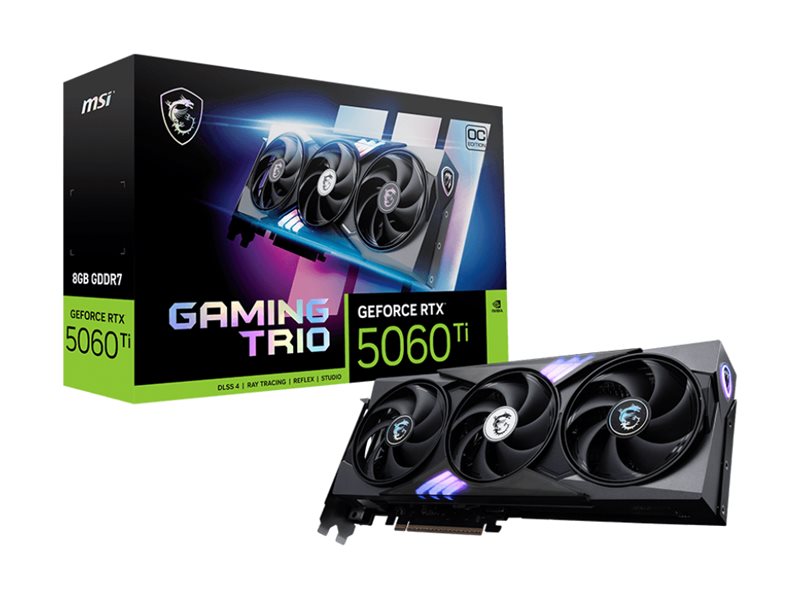 MSI GeForce RTX 5060 Ti 8G GAMING TRIO OC graphics card GeForce RTX 5060 Ti 8 Product shot Back 78700
