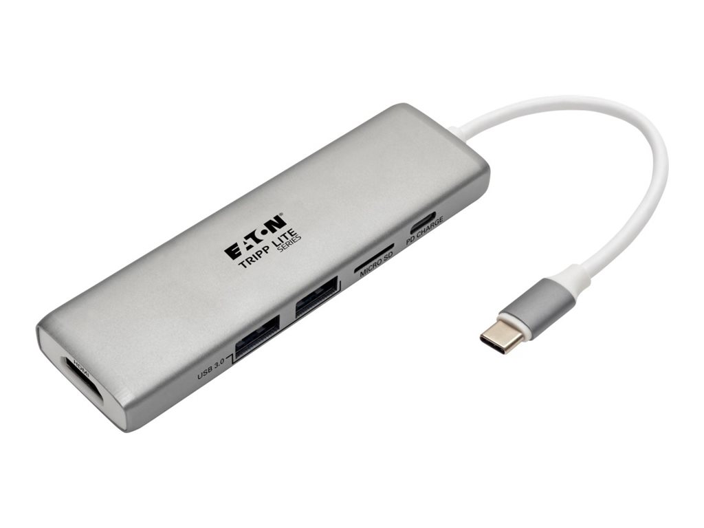 Tripp Lite USB C Docking Station Adapter, 4K @ 30 Hz, HDMI, Thunderbolt 3, PD Charging, Micro SD