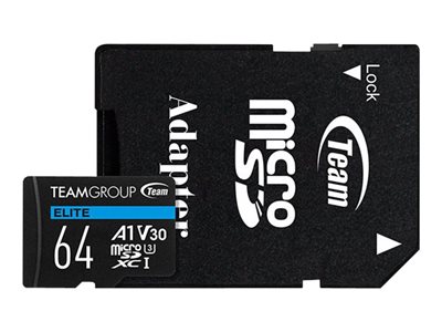 Team ELITE A1 Flash memory card (SD adapter included) 64 GB A1 / Video Class V30 / UHS-I U3 
